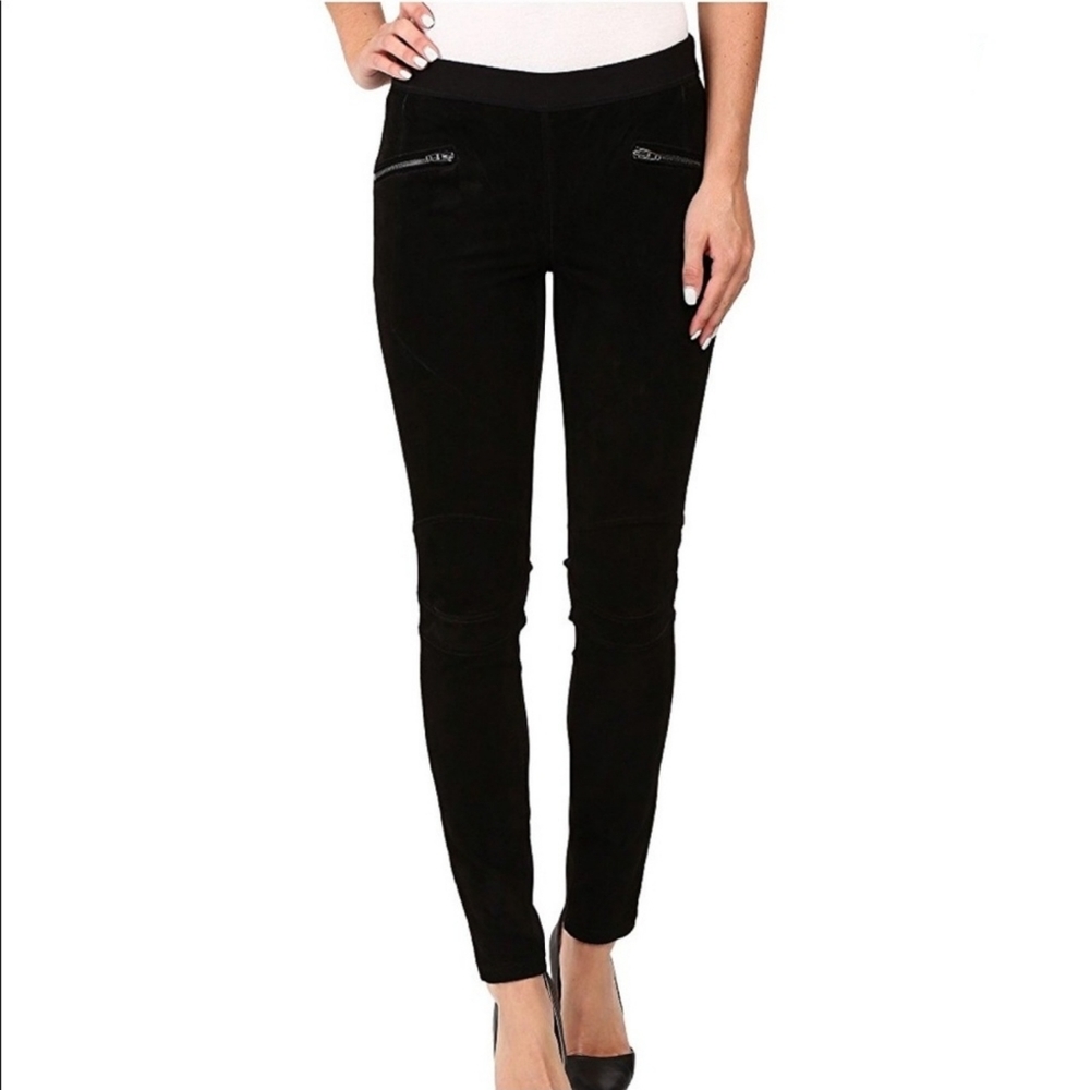 NWT! Blank NYC Black Suede Moto Pull On Leggings 24